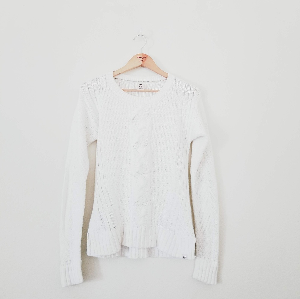 ROXY Night Fall Pullover Cable Knit Sweater, L